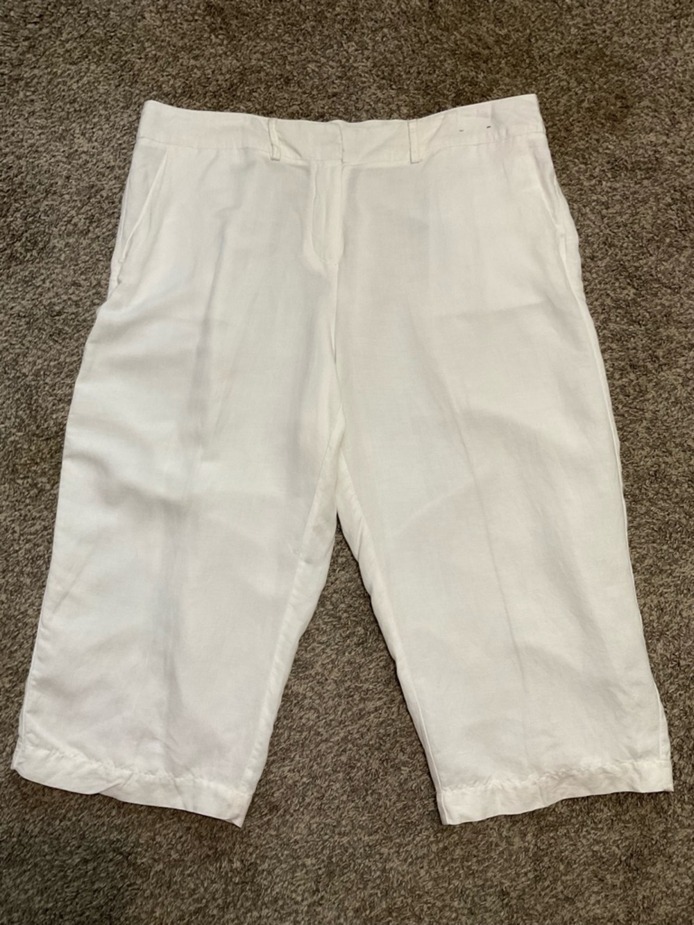 Soft by Avenue White Linen Blend Cropped Wide Leg Capri Pant Size 18/20